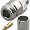 RP N Dual Crimp Jack with Male Pin for Belden 9913, LMR-400