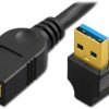 USB 3.0 A Right-Angle Down Plug to A Jack Cable, 8 in.