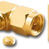 SMA Right-Angle Crimp Plug Captive Contact, Gold Plated