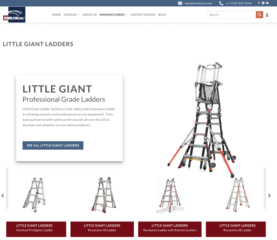 Screen Shot of the Little Giant Ladders page